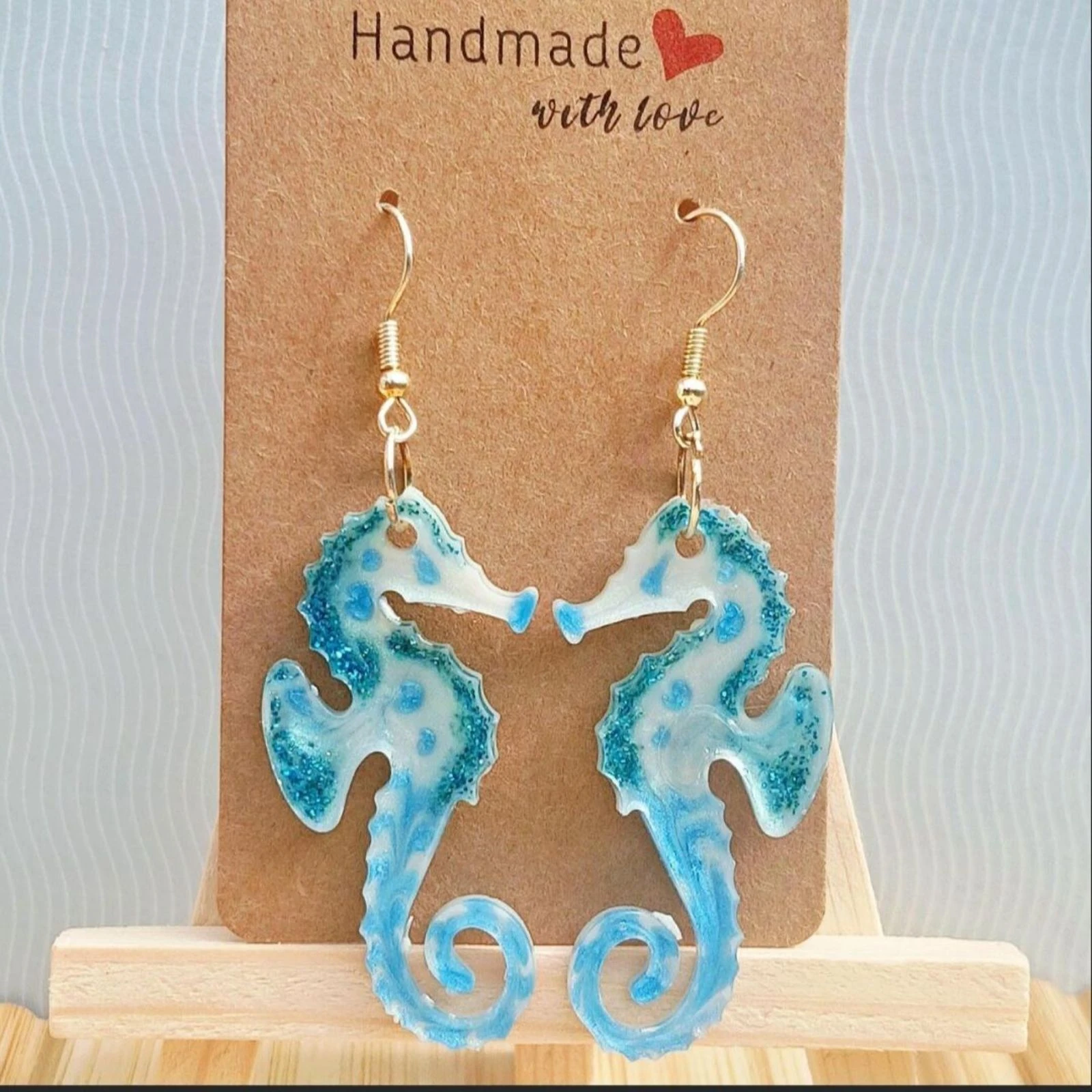 Turquoise seahorse earrings – photo 2